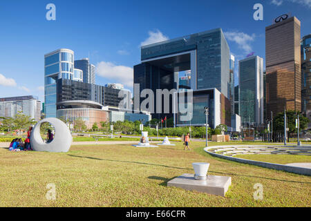 Tamar Park and Central Government Complex, Admiralty, Hong Kong Island, Hong Kong Stock Photo