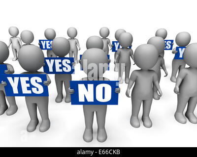 Characters Holding Yes No Signs Meaning Uncertain Decisions And Answers Stock Photo