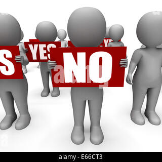 Characters Holding Yes No Signs Showing Advice Analysis And Guidance Stock Photo