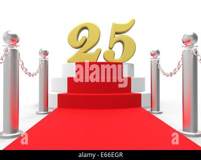 Golden Twenty Five On Red Carpet Meaning Movie Anniversary Or Remembrance Stock Photo