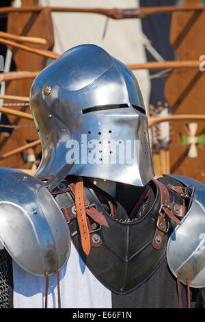 Knight armor on display during tournament reconstruction Stock Photo