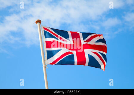 UK flag in the blue sky Stock Photo