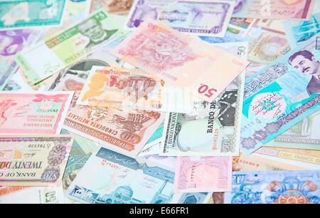 Collection of the old foreign notes Stock Photo