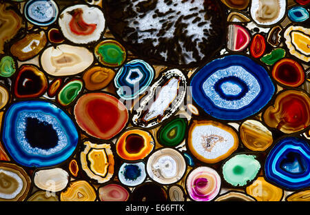 Translucent mosaic made with slices of agate stone Stock Photo