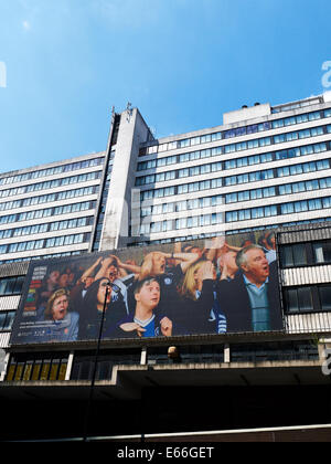 National football museum advert on Marriot Renaissance hotel in Manchester UK Stock Photo