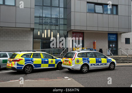 A police presence at Basildon Hospital, Basildon, Essex, UK Stock Photo