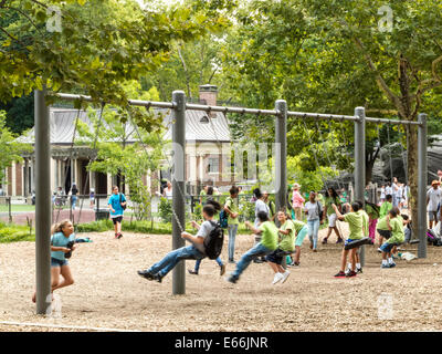 Children Playing, Heckscher Playground, Central Park, NYC Stock Photo