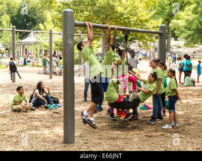 Children Playing, Heckscher Playground, Central Park, NYC Stock Photo