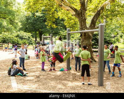 Children Playing, Heckscher Playground, Central Park, NYC Stock Photo