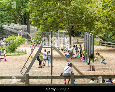 Children Playing, Heckscher Playground, Central Park, NYC Stock Photo