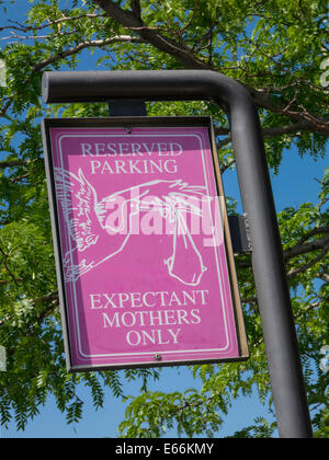 Reserved Parking, Expectant Mothers Only Sign, Automobile Parking Lot, USA Stock Photo