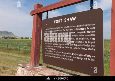 Fort Shaw Historical Marker, Montana, USA Stock Photo