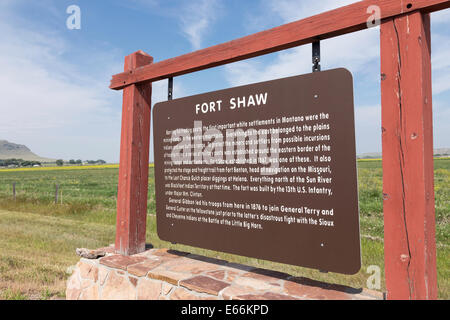 Fort Shaw Historical Marker, Montana, USA Stock Photo