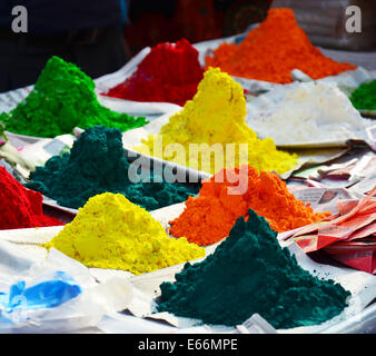 Tika Color powder for Tihar Deepawali festival and Holi Festival location in Patan Durbar Square Stock Photo