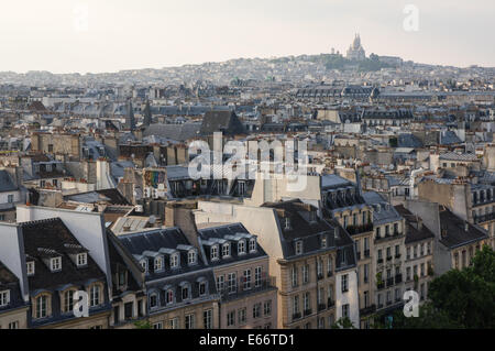 Panoramic view of Paris townhouses, France Stock Photo