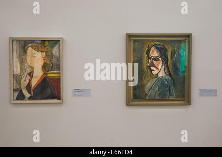 Modern art paintings Javier Vilato and Pablo Picasso at the Centre Georges Pompidou in Paris, France Stock Photo