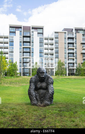 Gorilla sculpture at East Village London development Stratford E20 London England United Kingdom UK Stock Photo