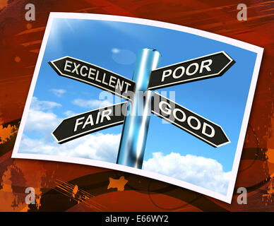 Excellent Poor Fair Good Sign Meaning Performance Review Stock Photo