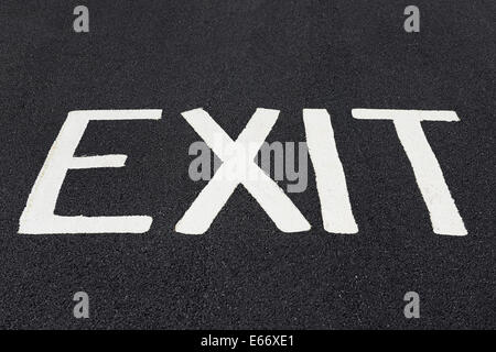 Exit Sign Painted on a Road. Stock Photo