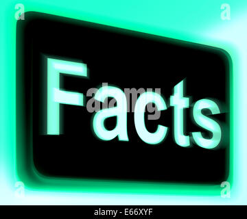 Facts Sign Showing True Information And Data Stock Photo