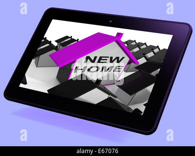 New Home House Tablet Meaning Buying Or Renting Out Property Stock Photo