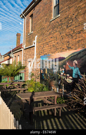 Shops, Street art, Sheffield, Tasmania Stock Photo