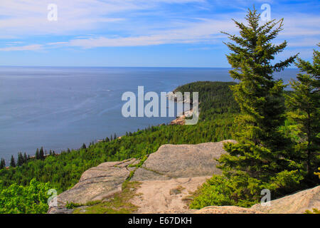 Otter Cliff seen from Gorham Mountain Trail, Acadia National Park, Maine, USA Stock Photo