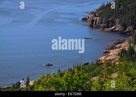 Otter Cliff seen from Gorham Mountain Trail, Acadia National Park, Maine, USA Stock Photo