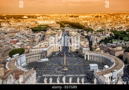 Panorama view of St Peter's Square,Rome, Italy Stock Photo