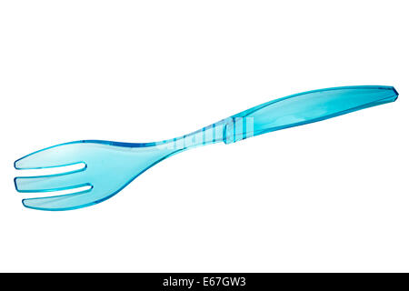 plastic salad fork isolated on white Stock Photo