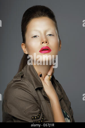 Elegance. Asian Woman with Trendy Makeup Stock Photo