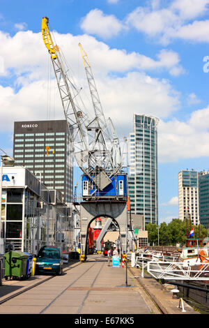 Historical Quay Crane at the Maritime Museum Leuvehaven, Rotterdam, South Holland, Netherlands