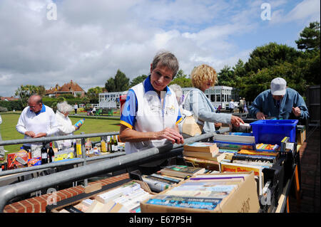 The Second Hand Book Stall at the Marine Gardens Bowls Club in Worthing Charity Open Day Stock Photo