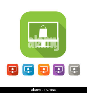 Color set of flat online shopping icon Stock Photo