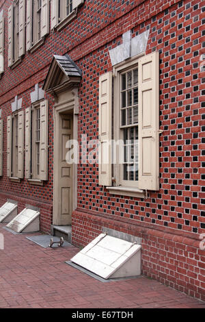 Colonial buildings facades at Philadelphia, Pennsylvania, United States. Stock Photo