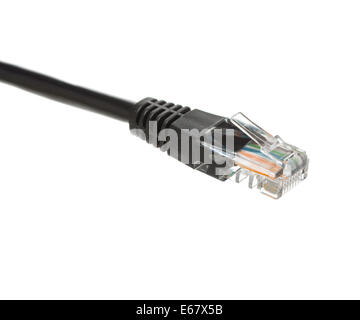 Black wire rj-45 on a white background, isolated Stock Photo