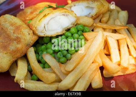 Fish and Chips and Peas Stock Photo