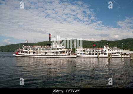 Tourist paddle boat Minnie-Ha-Ha on Lake George, New York. Stock Photo