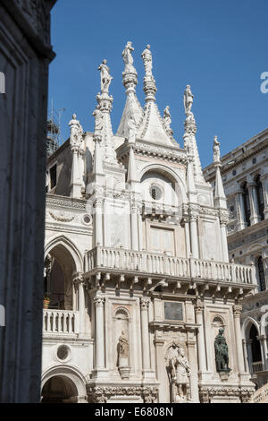 Detail of the side of Dan Marco Cathedral from within the courtyard of the Doge's Palace in Venice. Stock Photo