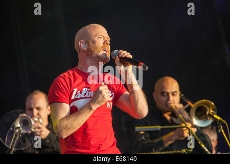 Remenham Henley-on-Thames Oxfordshire UK. 17 August 2014. Singer JIMMY SOMERVILLE performs on-stage at the 2014 'Rewind South Festival' held 15-16-17 August 2014. Photograph Credit:  2014 John Henshall / Alamy Live News. PER0420 Stock Photo