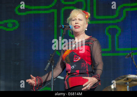 Remenham Henley-on-Thames Oxfordshire UK. 17 August 2014. Singer HAZEL O’CONNOR performs on-stage at the 2014 'Rewind South Festival' held 15-16-17 August 2014. Photograph Credit:  2014 John Henshall / Alamy Live News. PER0416 Stock Photo