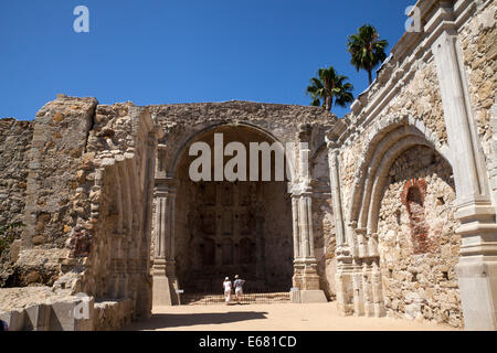 Ruins of the Great Stone Church at Mission San Juan Capistrano, San Juan Capistrano, California, USA Stock Photo