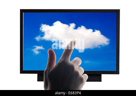 concept for cloud computing and cloud data storage Stock Photo
