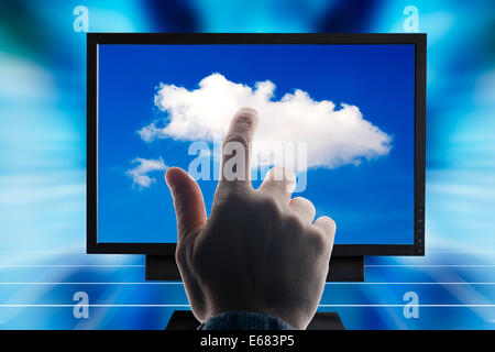 concept for cloud computing and cloud data storage Stock Photo