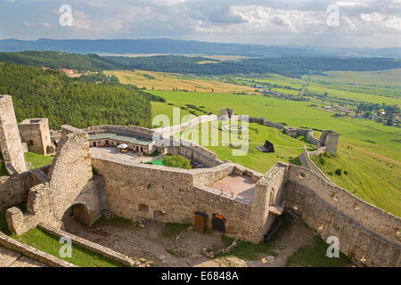 Spissky castle - Look from tower to south and courtyards Stock Photo