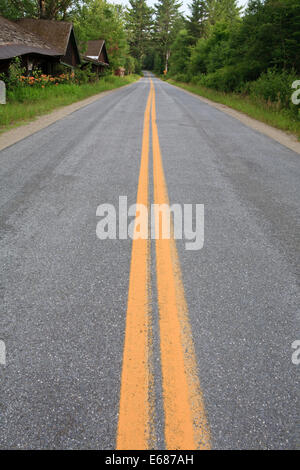 Road leading out of Tahawus (abandoned ming town in New York). Stock Photo