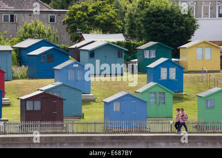 Colourful beach huts, Bembridge, isle of Wight, UK Stock Photo