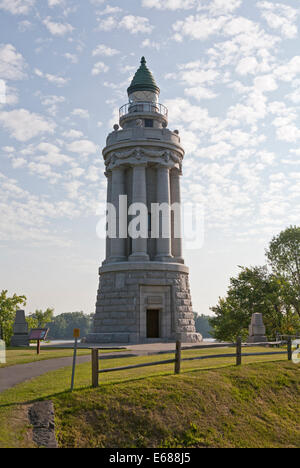 LIghthouse on Lake Champlain built to the memory of Samuel Champlain and his discover of the lake, at Crown Point State Park Stock Photo