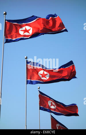 North Korean Flag, Flag of North Korea, National flag of Democratic People's Republic of Korea Stock Photo