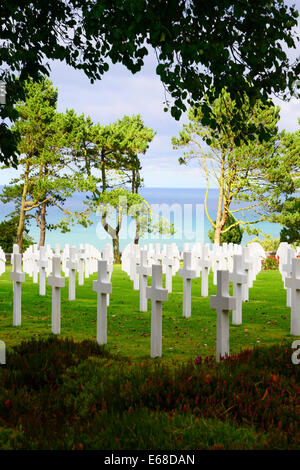 Cross Grave Markers Normandy American Cemetery France Colleville Sur Mer FR Europe WWII Stock Photo